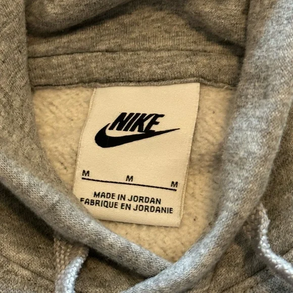 Nike Grey Hoodie Size Medium Drawstrings Front Pocket Elastic Comfort Sweatshirt - Picture 4 of 9